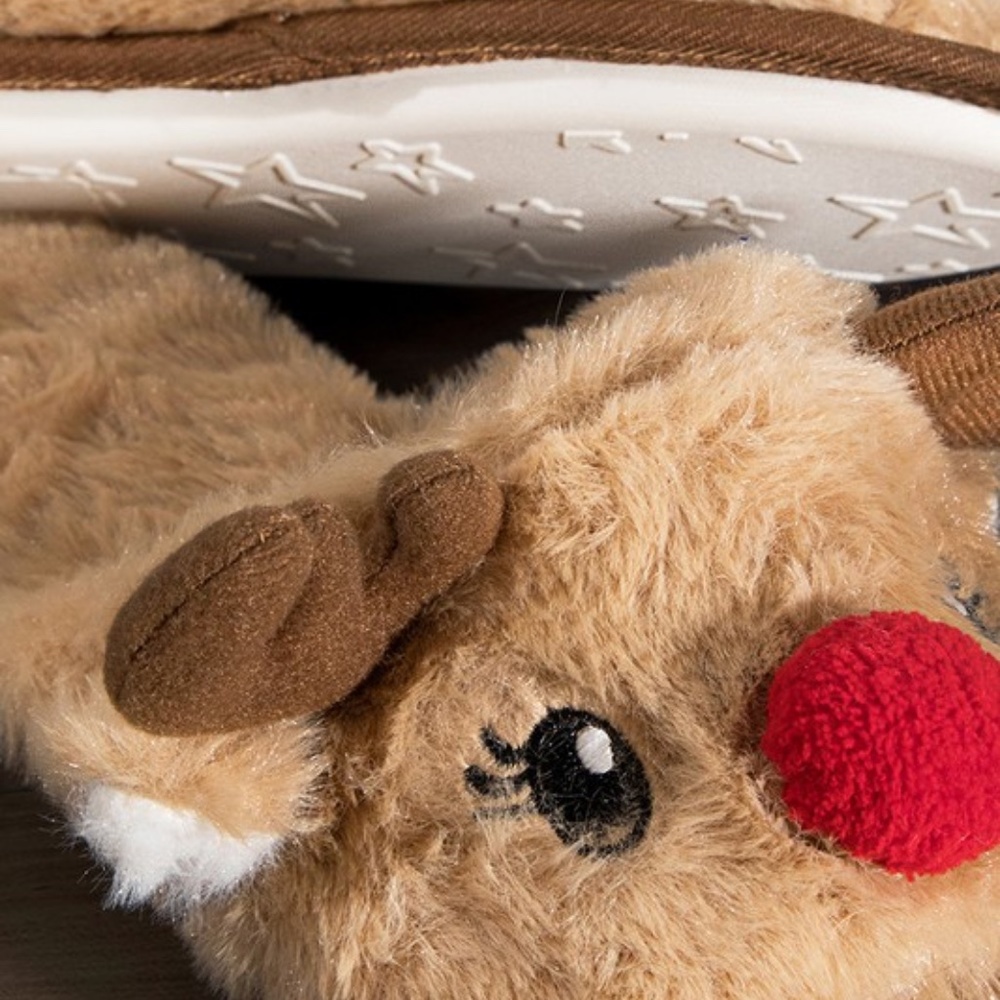 Cozy Holiday reindeer house slippers - Picture 2 of 5